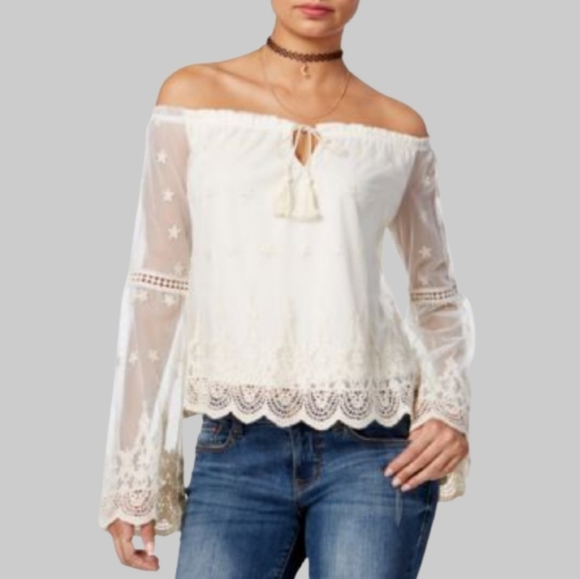 American Rag Off the Shoulder Peasant Blouse Sz Xs - Picture 1 of 10